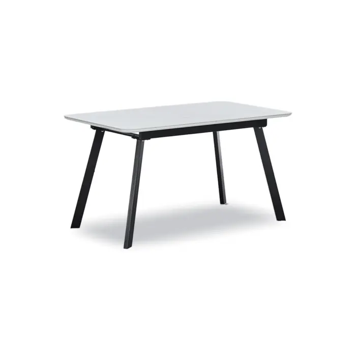 Dtable Extn White/blk Leg