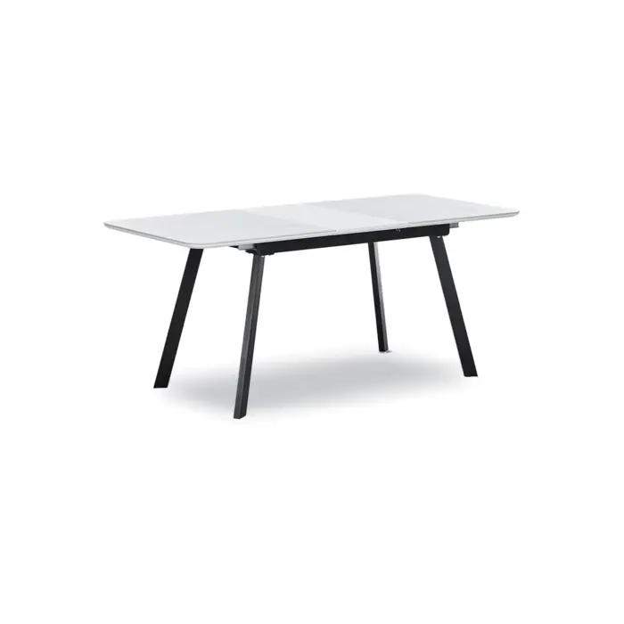 Dtable Extn White/blk Leg