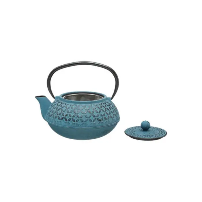 Tea Pot 1l Flower Blue