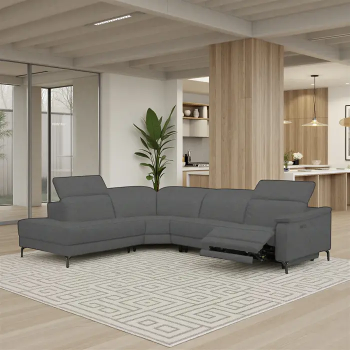 KM.6132-DARK-GREY-L VIBRA Corner Recliner