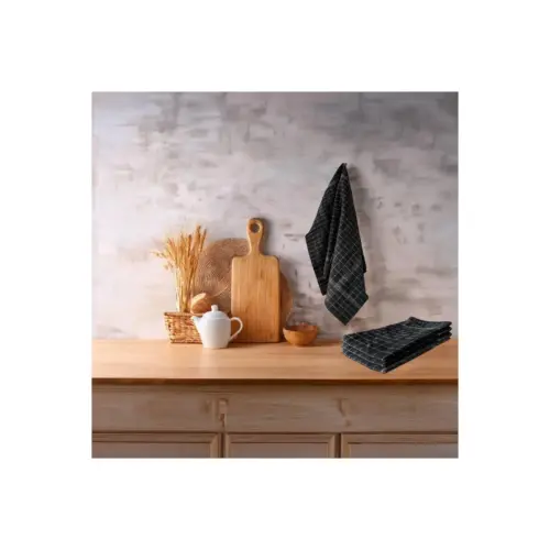 SOHO KITCHEN TOWELS BLACK 4 PI