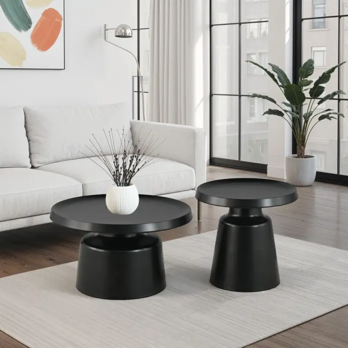 Coffee Table Set 2pcs Black