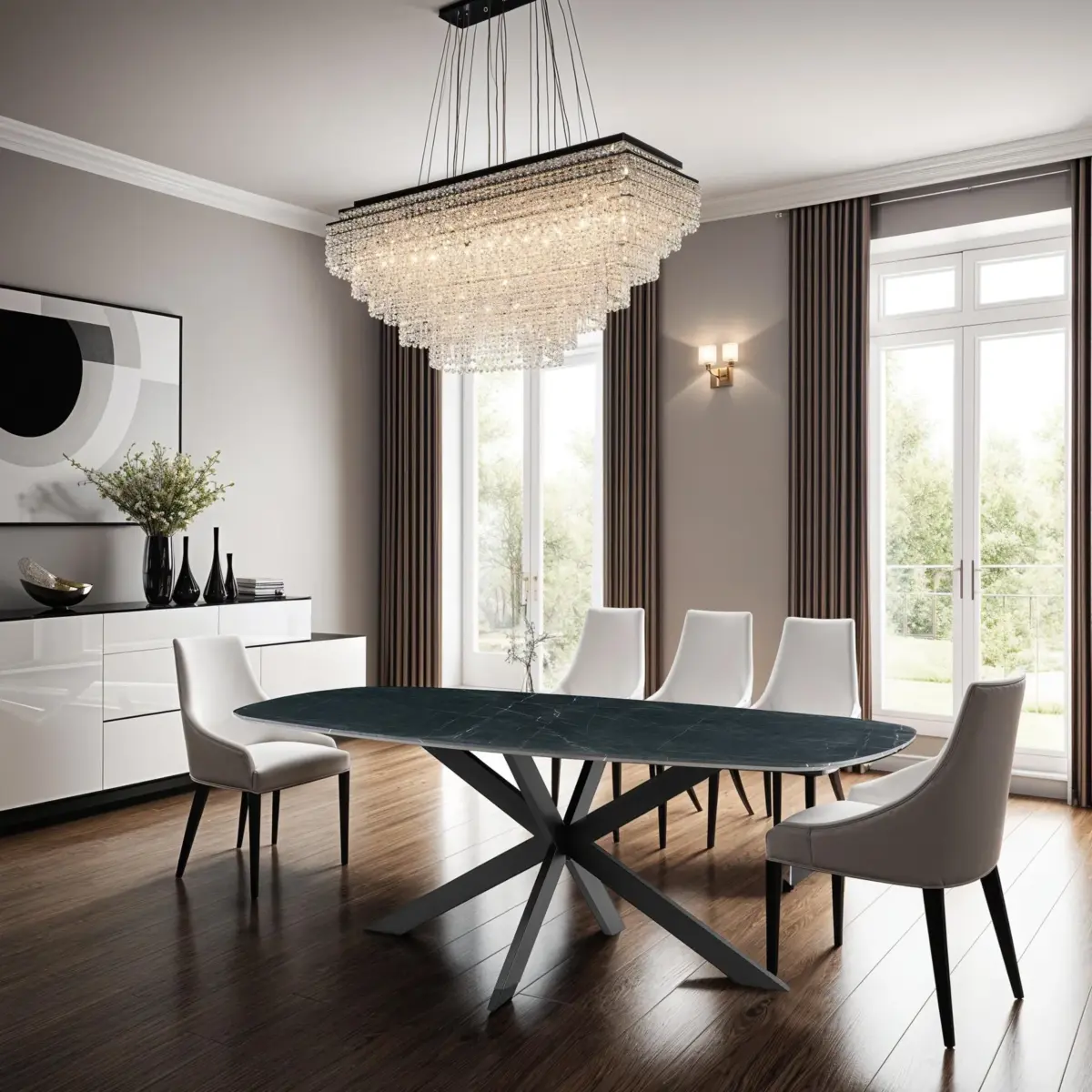 DINING TABLE D.grey MRBL