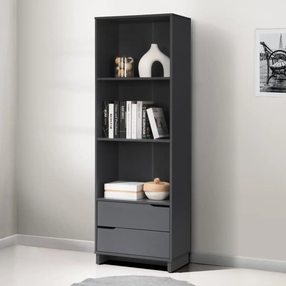 MPC8006-DARK-GREY LIBRY Bookcase