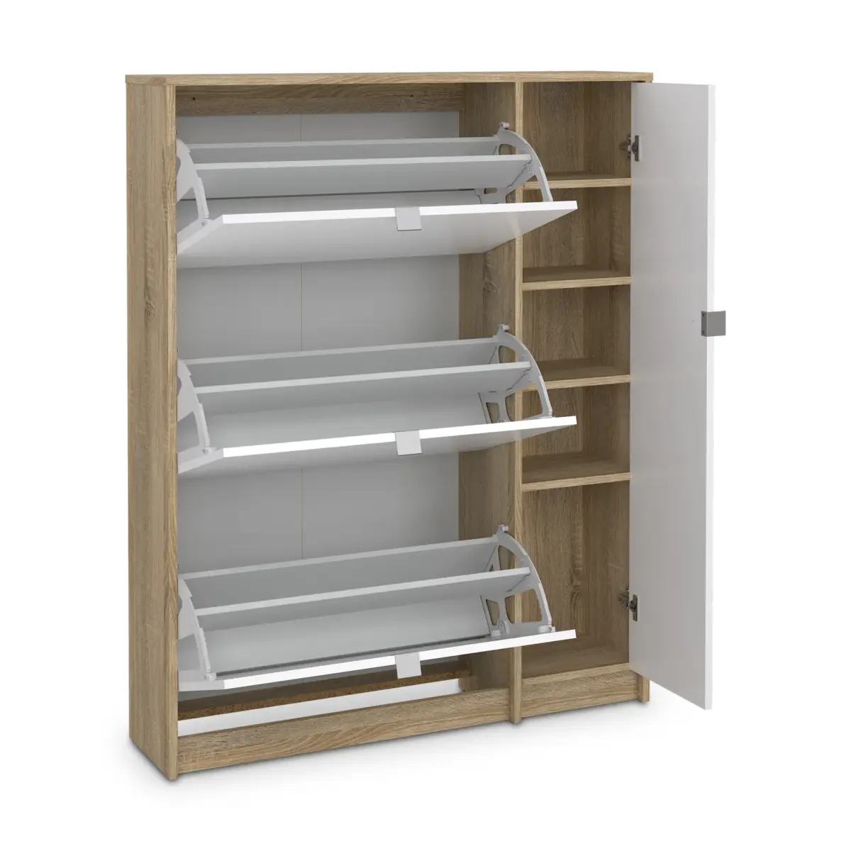 SHOES Oak And White Footwear Storage 123cm