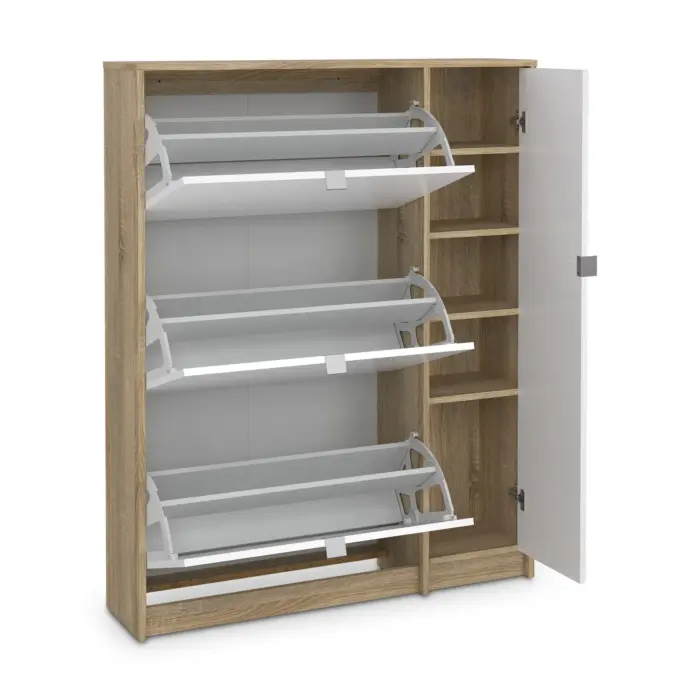SHOES Oak And White Footwear Storage 123cm