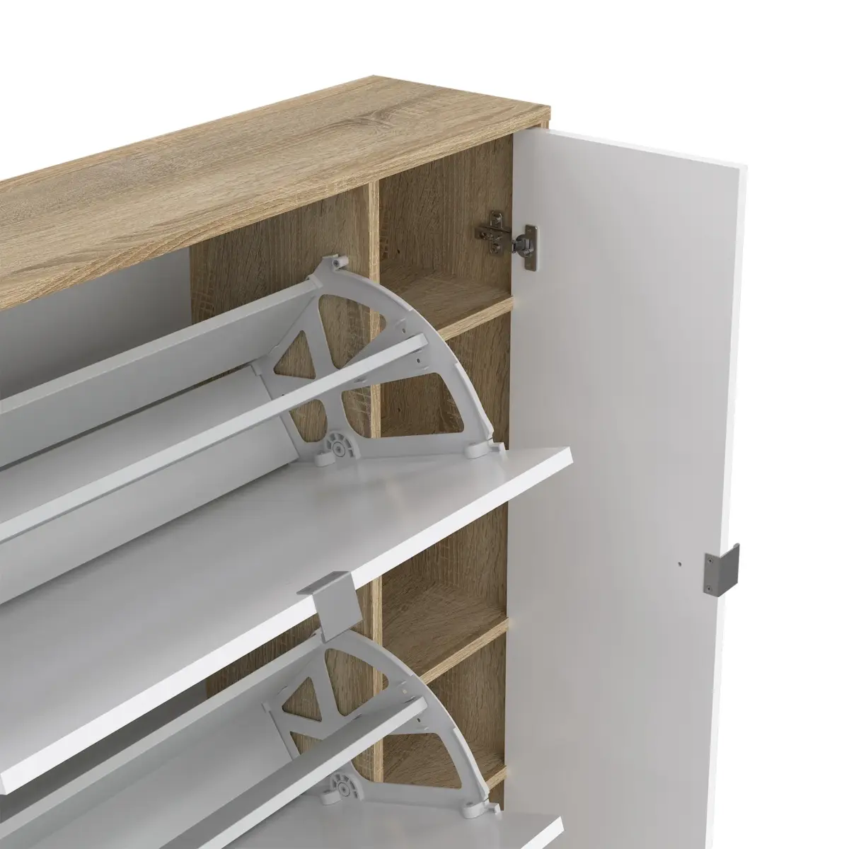 SHOES Oak And White Footwear Storage 123cm