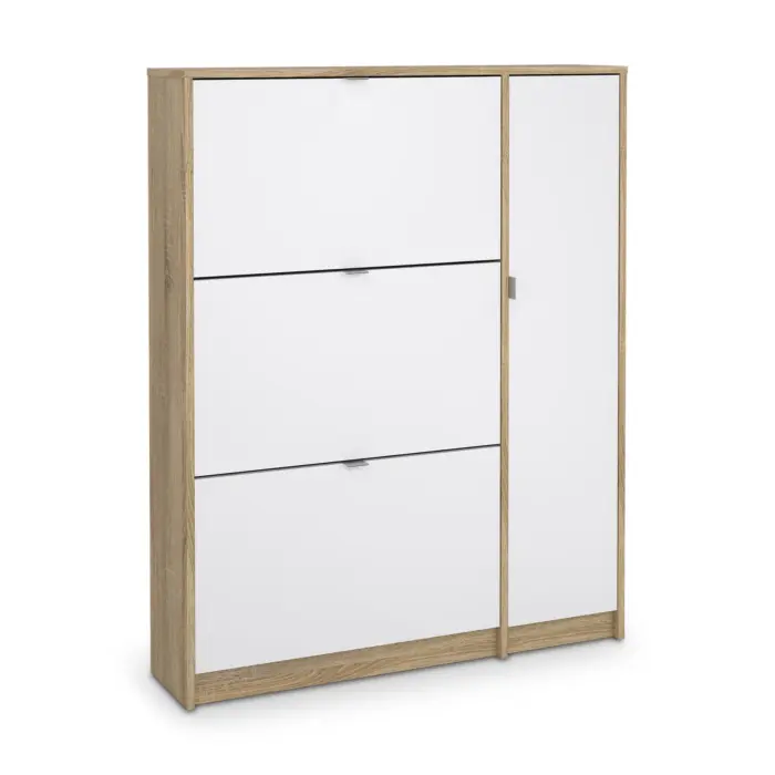 SHOES Oak And White Footwear Storage 123cm