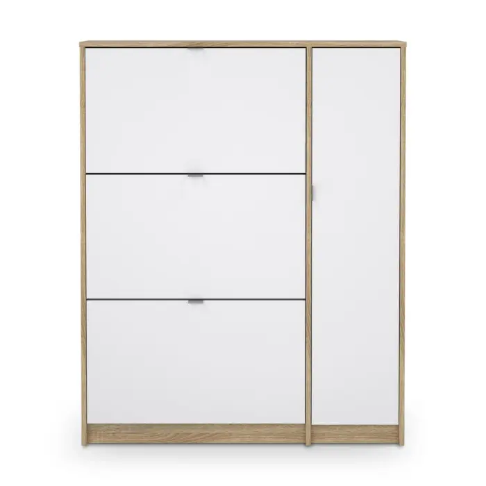 SHOES Oak And White Footwear Storage 123cm