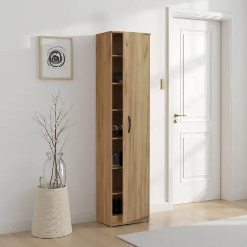 ROBOR Gold Oak Wood Shoe Cabinet