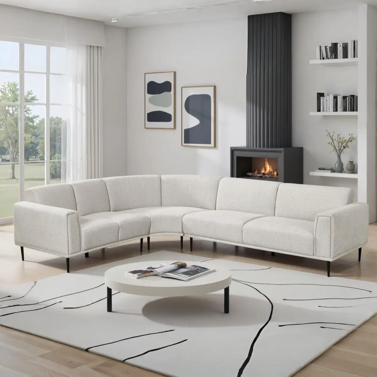 BC8092-L-CR-LEMON05-2 DIVANSY Corner Sofa