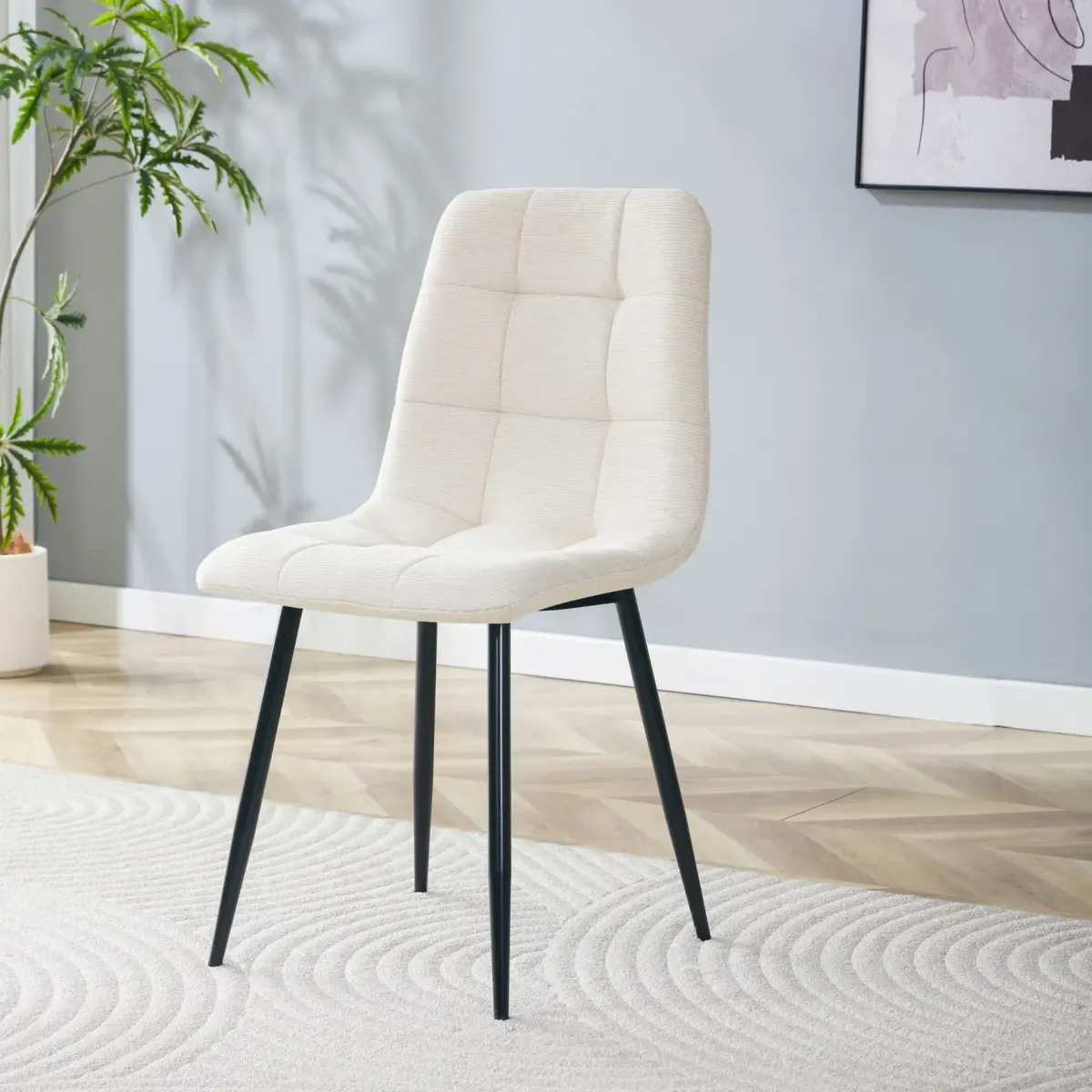 DINING CHAIR Beige Upholstery