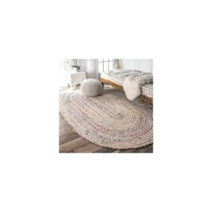 RUSTIC-OVAL Polyester Chenille Sofa Throw 180 × 150 cm<span> - </span>Dusty Pink