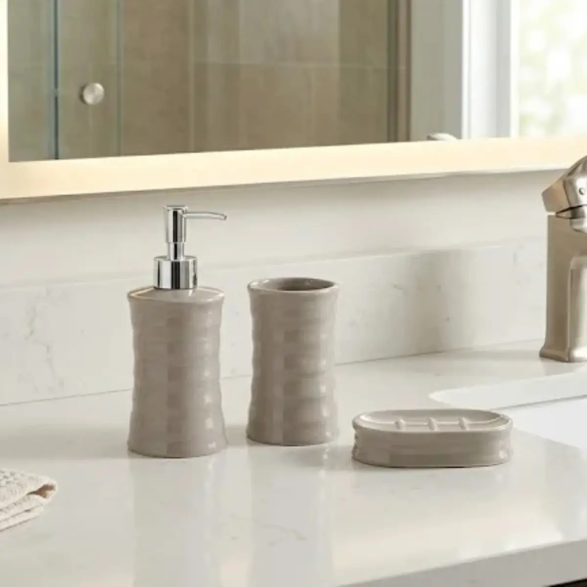 A3381 Grey Bamboo Bath Set