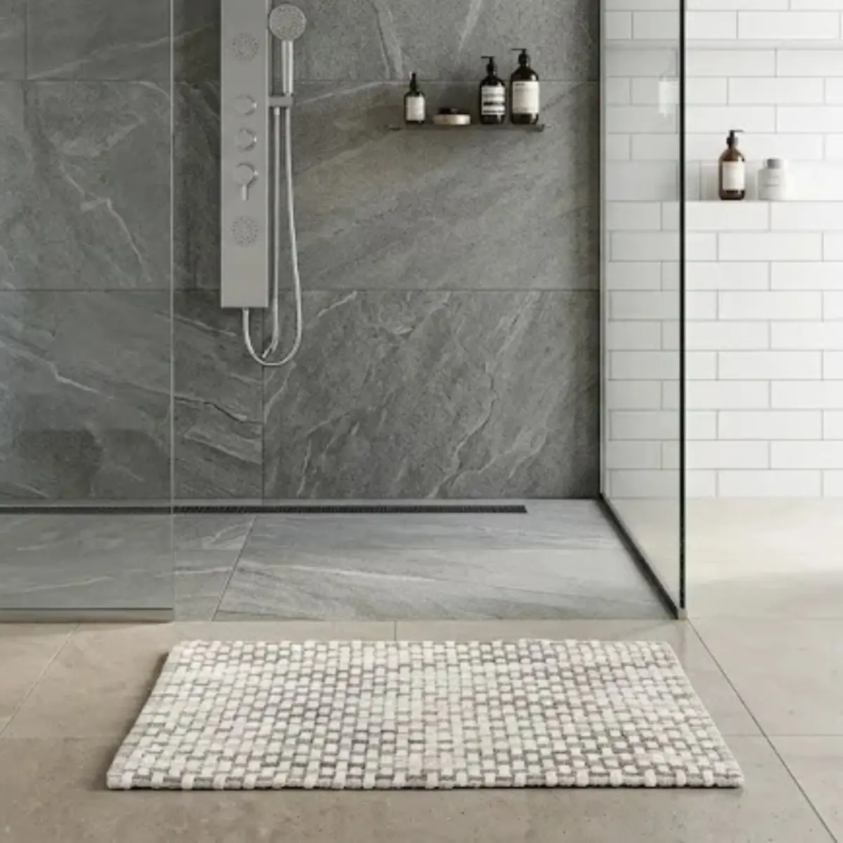 A6081 Grey Cotton Blend Bath Mat 50 × 75 cm