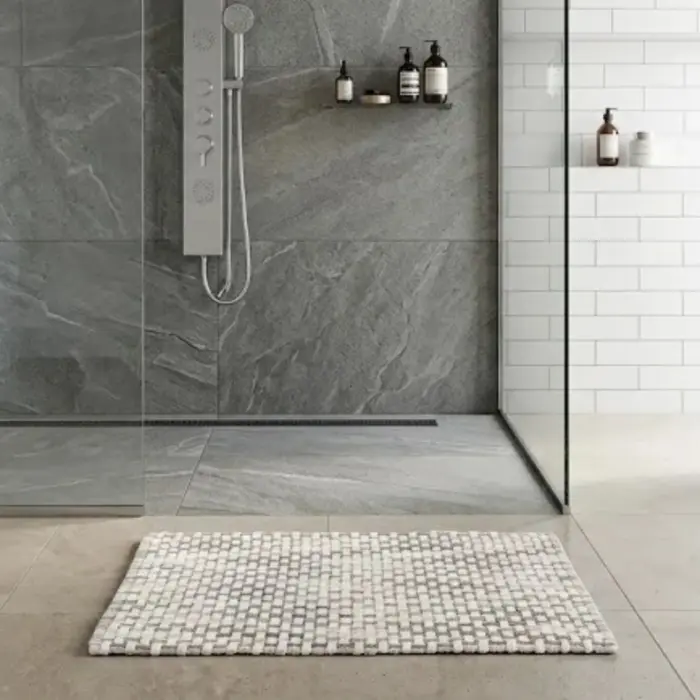 A6081 Grey Cotton Blend Bath Mat 50 × 75 cm
