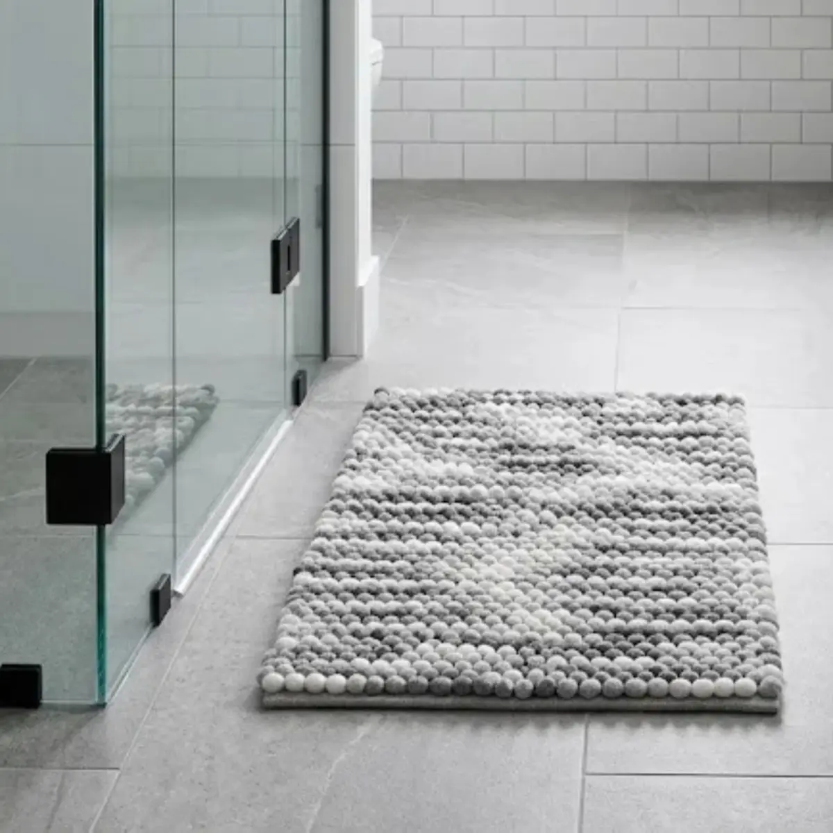 Grey Braided Bath Mat 50 × 75 cm