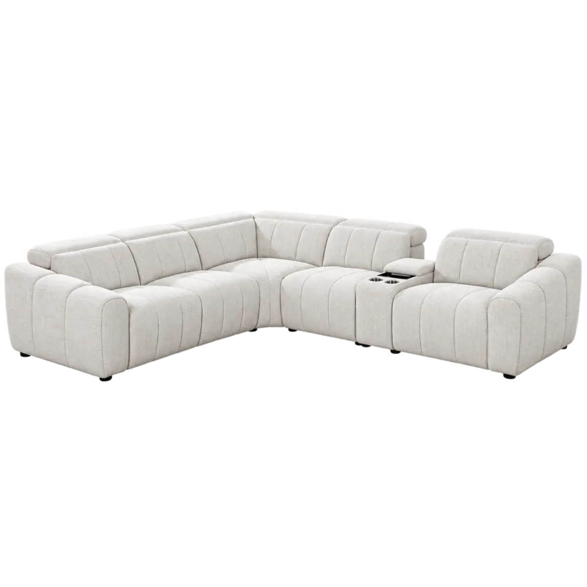 Modern Cream L-Shaped Sectional Sofa AMORTI Corner Recliner