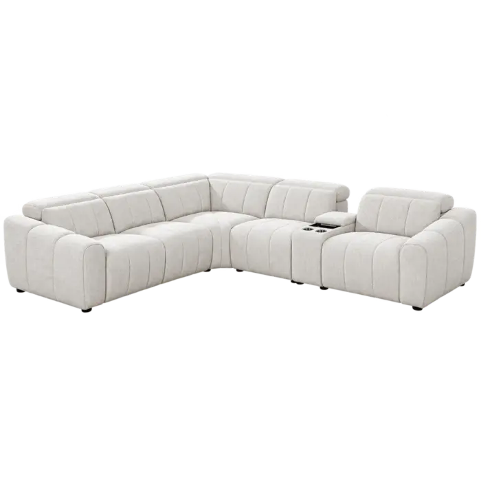 Modern Cream L-Shaped Sectional Sofa AMORTI Corner Recliner