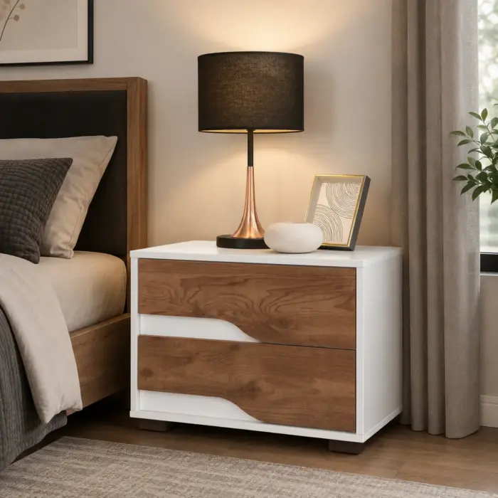 RZ1055 NS WHT+OAK-1 MILLY Nightstand