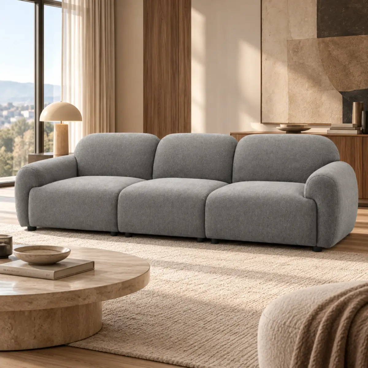Warm Neutral Modern Living Room LOVELIE 3 Seater Sofa