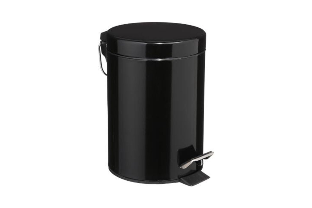 Metal 3l Dustbin Black