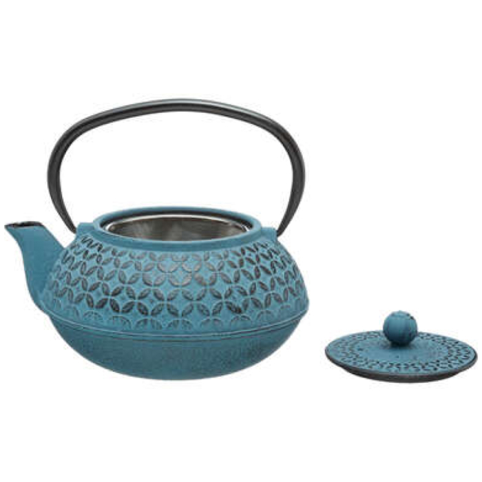 Tea Pot 1l Flower Blue