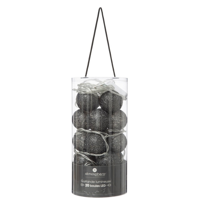 BLK Gltr LED String
