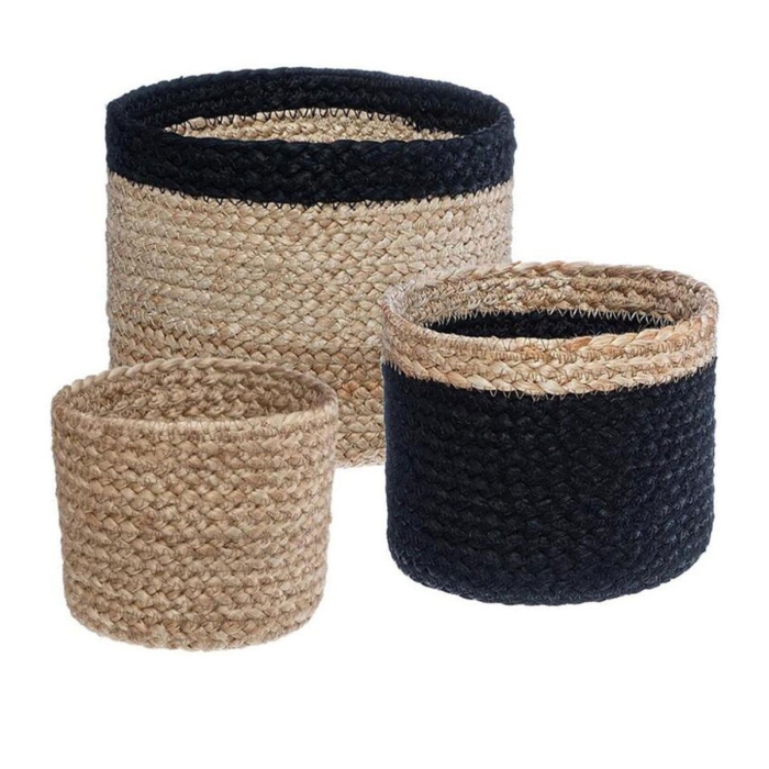 Jute Basket Noir Set