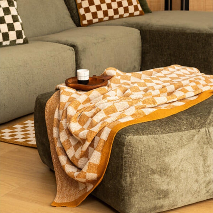 Checked Knit Throw