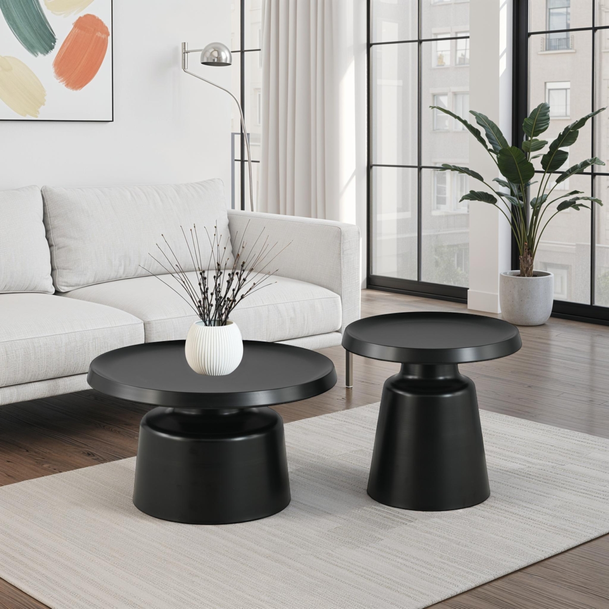 Coffee Table Set 2pcs Black