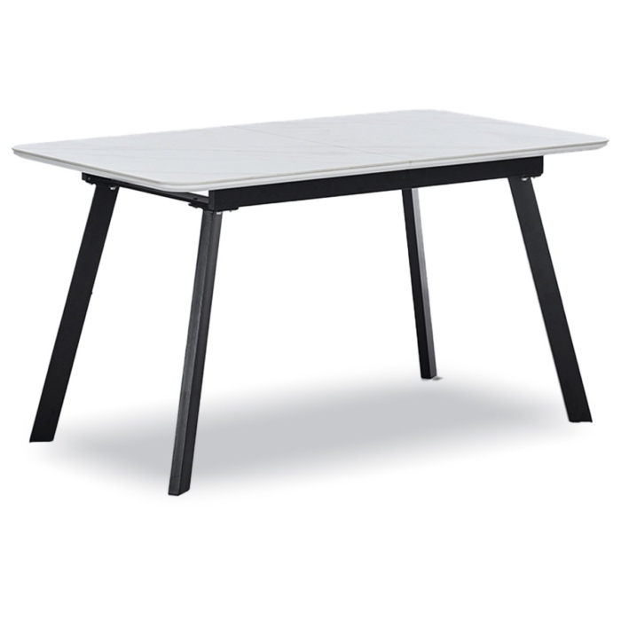 Dtable Extn White/blk Leg