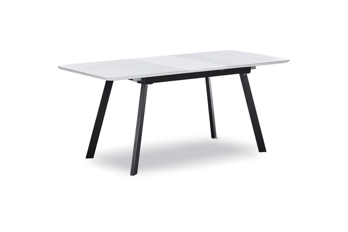 Dtable Extn White/blk Leg