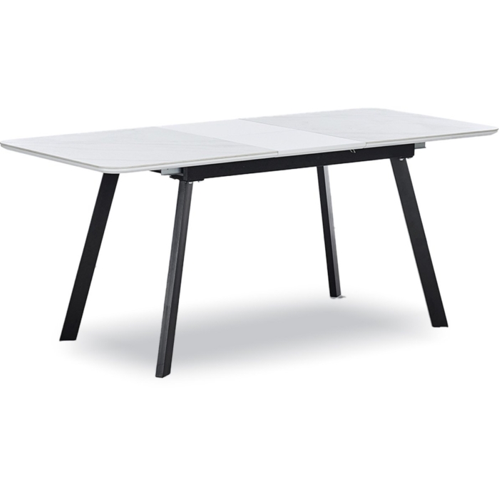 Dtable Extn White/blk Leg