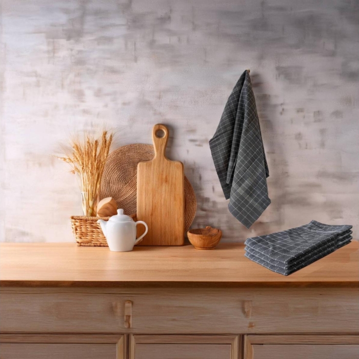 SOHO KITCHEN TOWELS GREY 4PCS