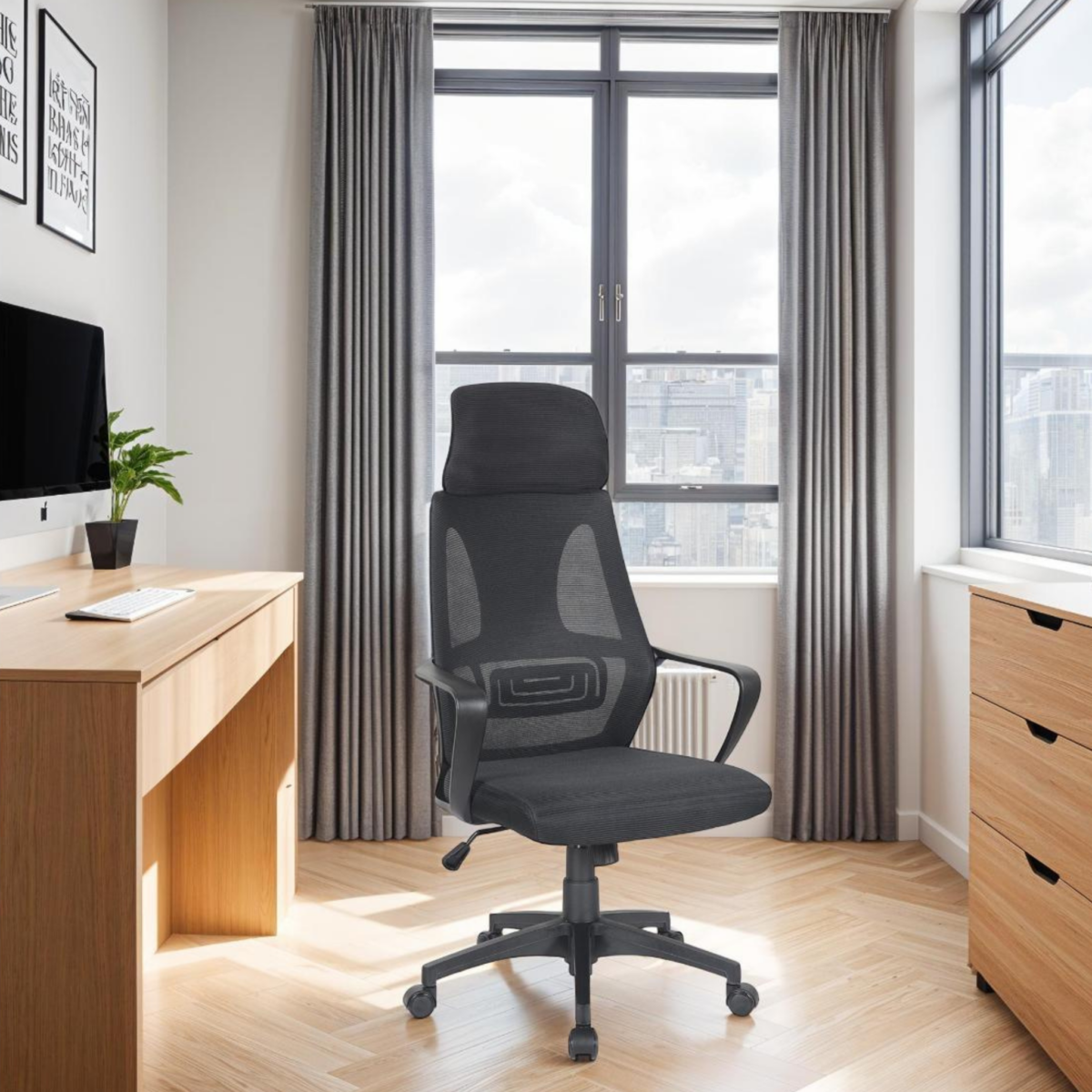 LIBRARE Black Fabric Desk Chair LIBRARE Black Fabric Desk Chair
