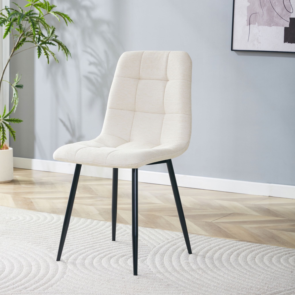 DINING CHAIR Beige Upholstery