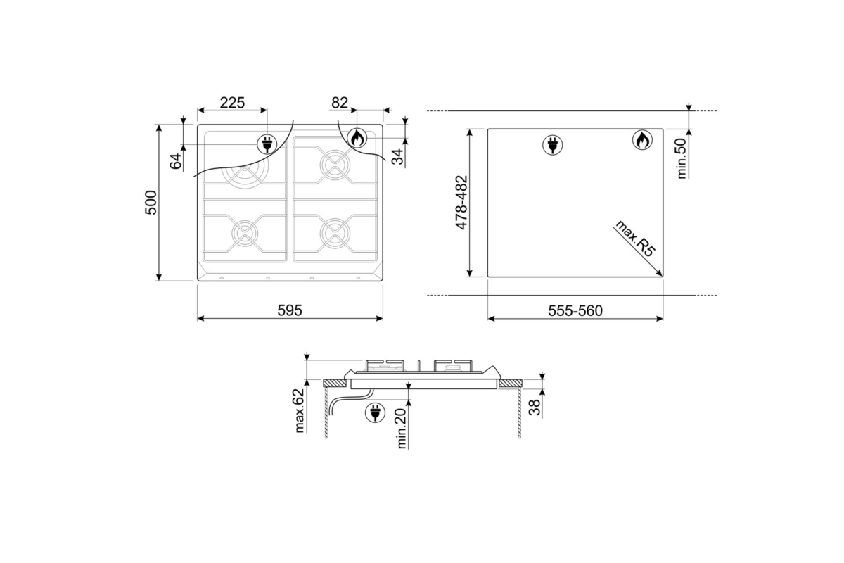 Smeg Gas Hob 60cm Smeg Gas Hob 60cm