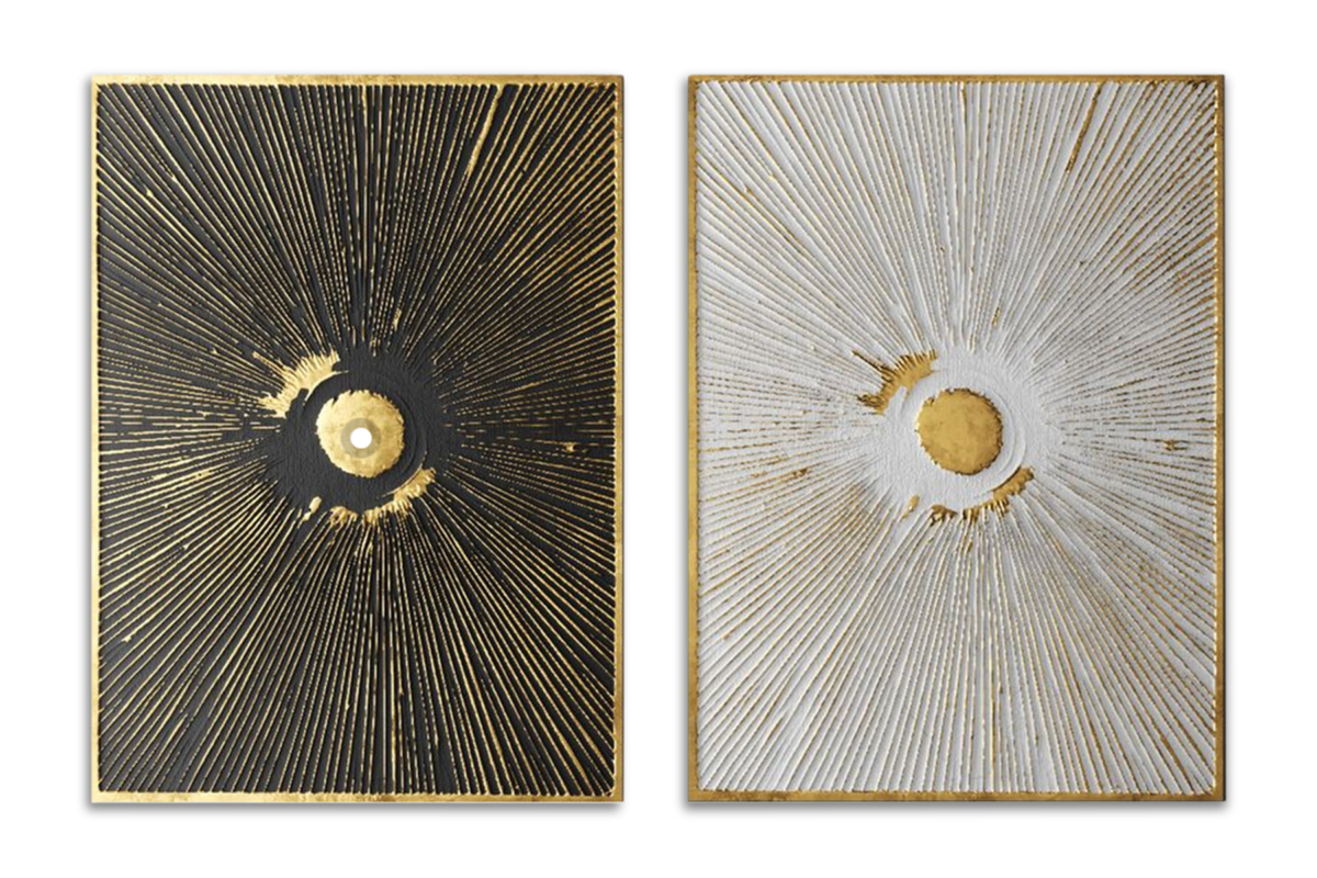 3D GOLDEN ABSTRACT BLK+WHT 2PC