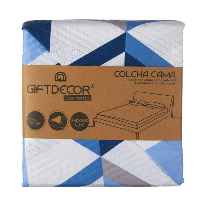 240X260 BLUE TRIANGL BEDSPREAD
