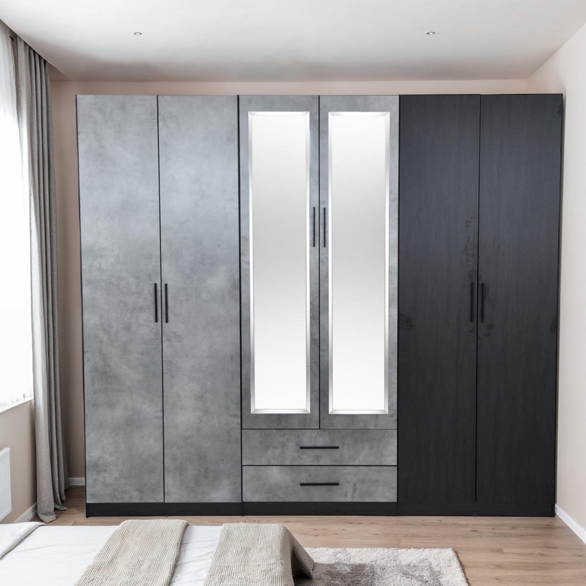 A2038 CEMENT+BLKOAK REFLEX Wardrobe