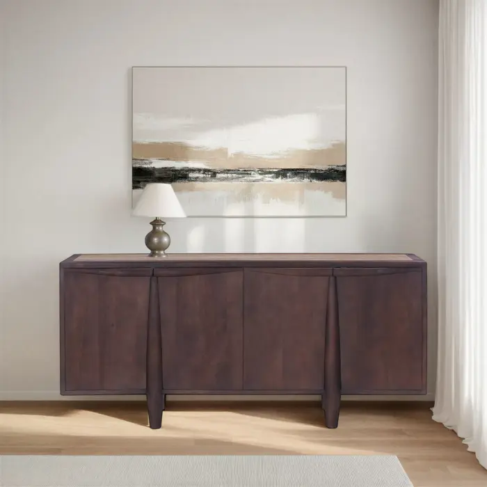SALTEO Mango Wood Buffet with Marble Top
