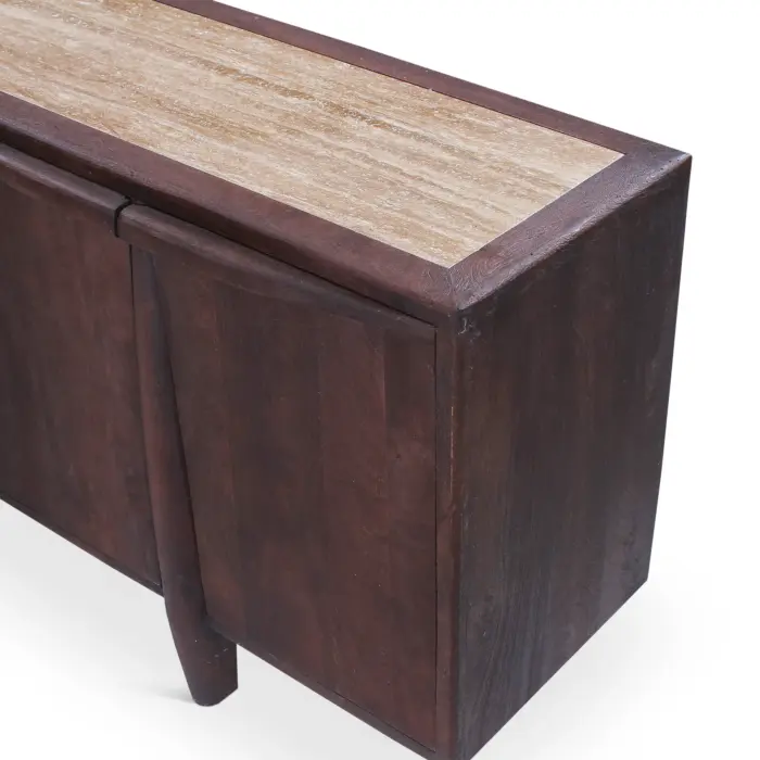 SALTEO Mango Wood Buffet with Marble Top