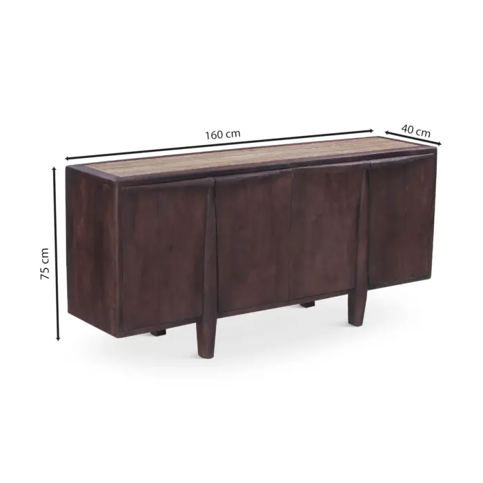 SALTEO Mango Wood Buffet with Marble Top