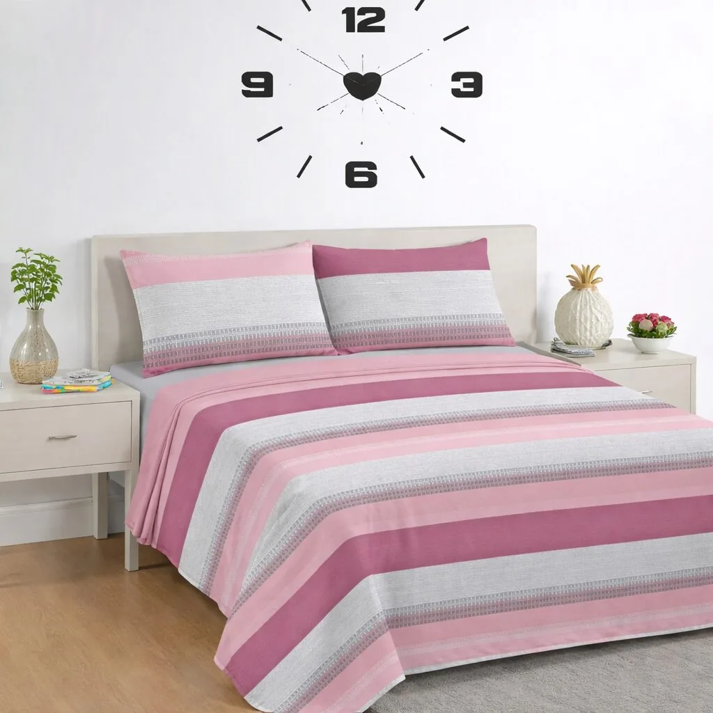 100% Cotton Bed Sheet Set 3.6–4 Ft – 3 Piece Bedding Set