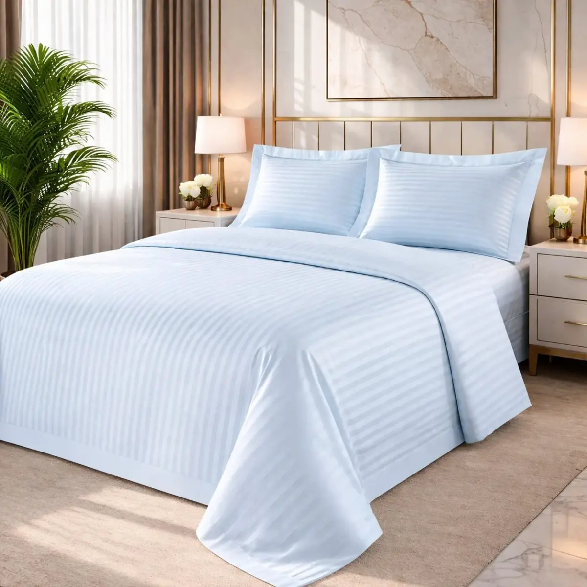 100% Cotton Sateen Bed Sheet Set 5.5Ft – 4 Piece Bedding Set 100% Cotton Sateen Bed Sheet Set 5.5Ft – 4 Piece Bedding Set