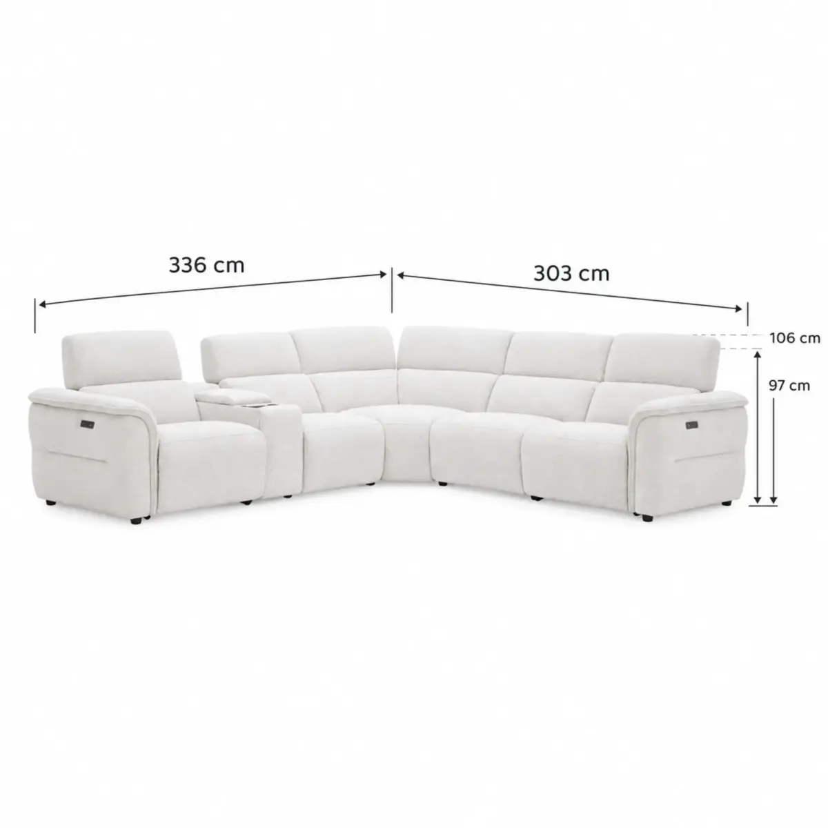Cream Sectional Sofa Dimension Diagram AVILES Corner Recliner Sofa