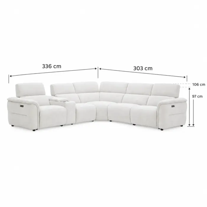 Cream Sectional Sofa Dimension Diagram AVILES Corner Recliner Sofa