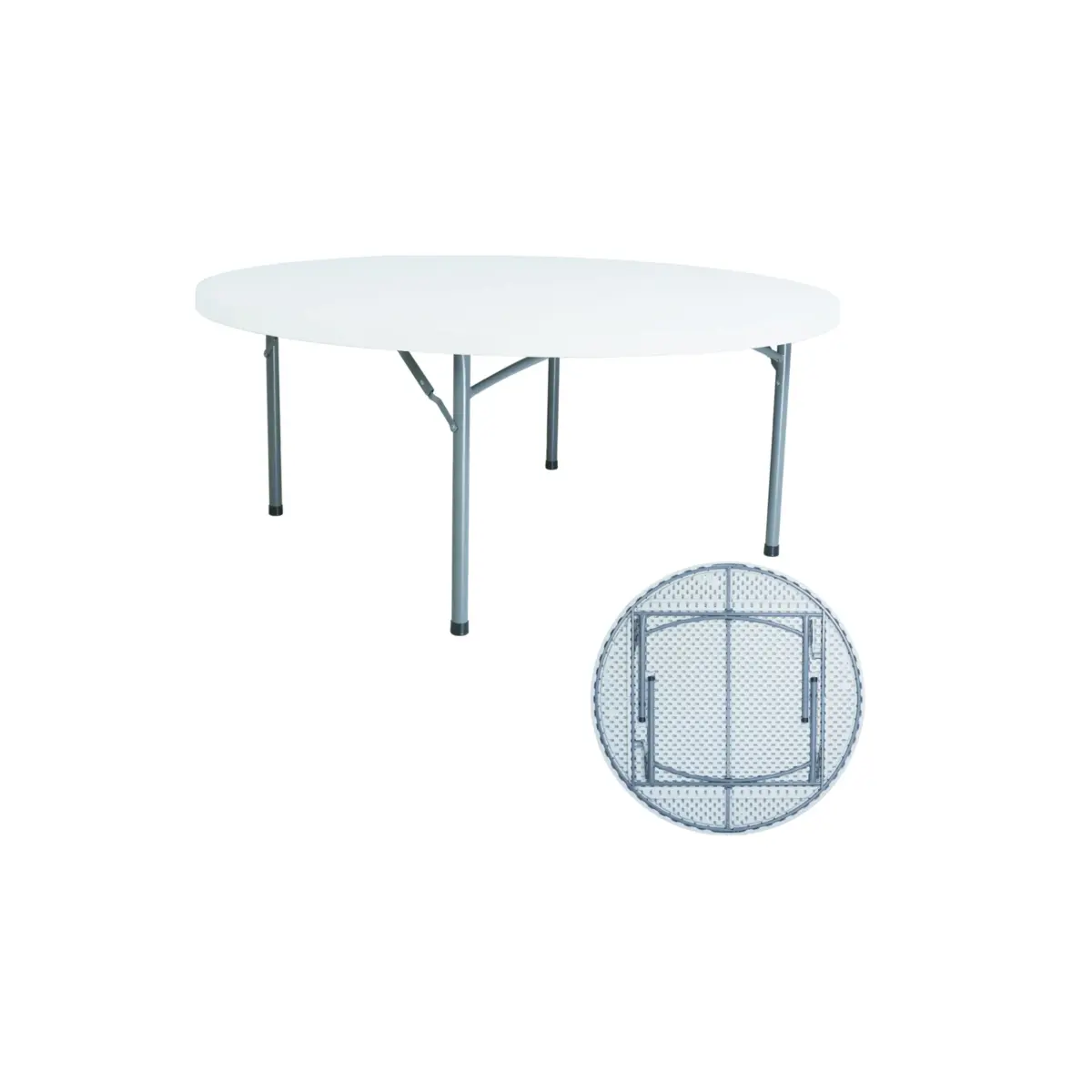 6FT ROUND PLASTIC TABLE OFF-WH