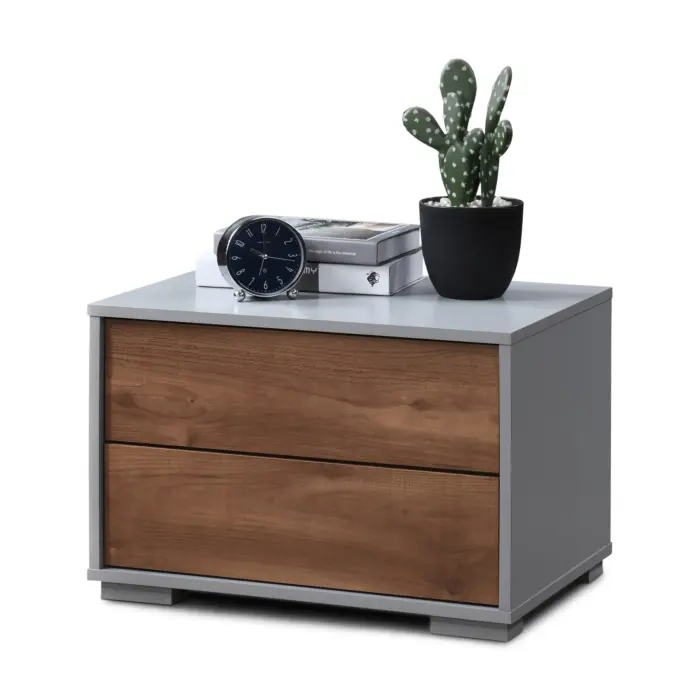 NIGHT STND LIGHT GRY+MANGO OAK